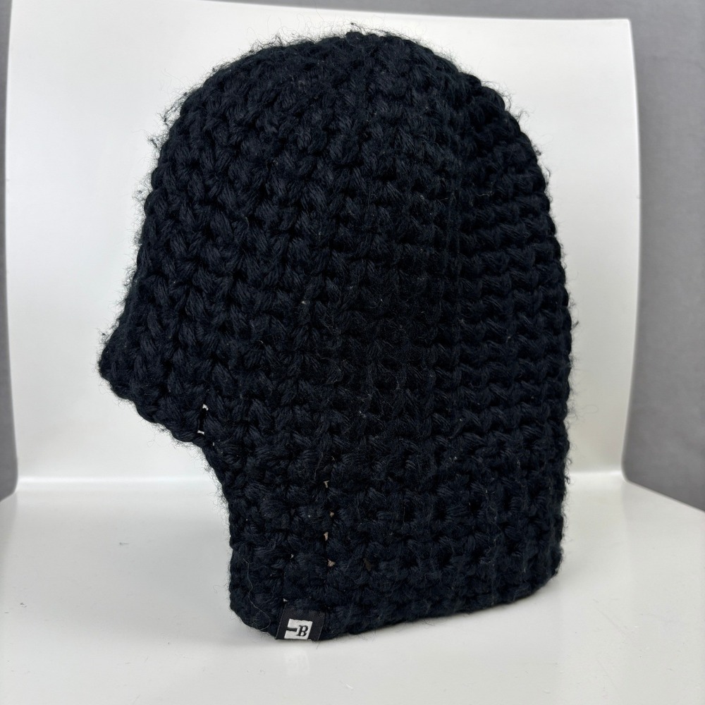 Block Headwear‎ Black Chunky Crochet Wool Blend Beanie Hat Darkwear Winter Gorp
